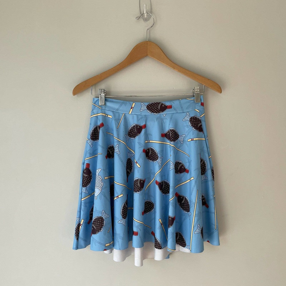 Blackmilk M Fish Fishing A-Line Skirt Stretch Mini